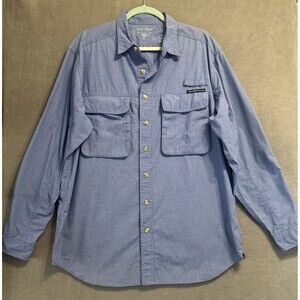 Exofficio Insect Shield Button Up Shirt‎ Mens Size M Blue Hiking Fishing Camping